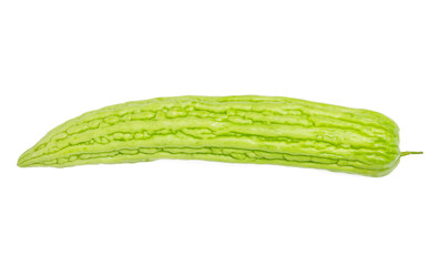 Top view Bitter melon (Peria or pare) sliced and leaf