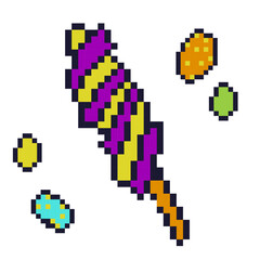 Obraz premium Cute pixel art Halloween striped sweet lollipop and jelly beans in retro video game style. Perfect for spooky season graphics, holiday merchandise, and festive game assets.