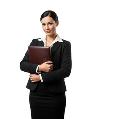 Female Lawyer Holding File Folder on White Background