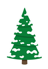 Stylized Green Christmas Tree with Snow Accents Illustration 1.