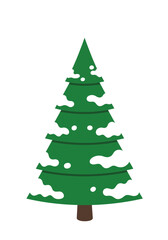 Fototapeta premium Stylized Green Christmas Tree with Snow Accents Illustration.
