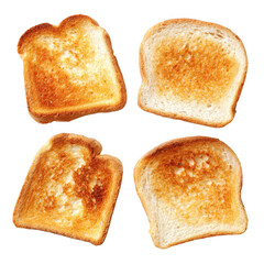  Four pieces of toasted bread isolated [Transparent Background PNG].