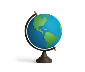 Rotatable Earth table desk globe isolated vector 3d icon