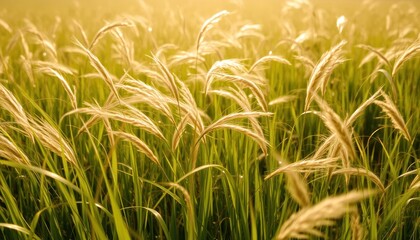 Golden Field of Tall Grasses in Sunshine