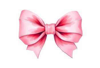 Delicate watercolor pink ribbon bow, coquette style, isolated on white Perfect for cards & prints,  greeting card,  cute