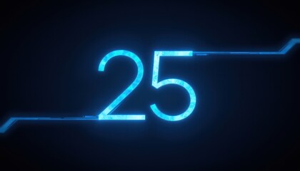Vibrant neon glow, illuminating the night with the number 25 sign neon