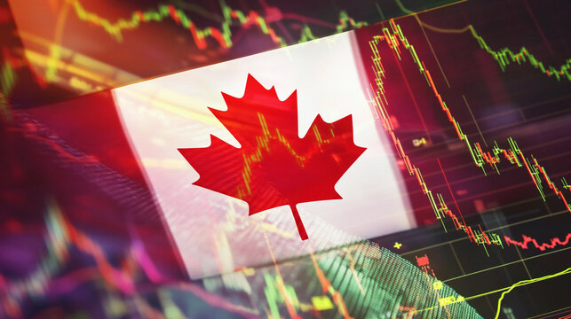 Canadian flag overlay with financial data visualization Generative AI - Powered by Adobe