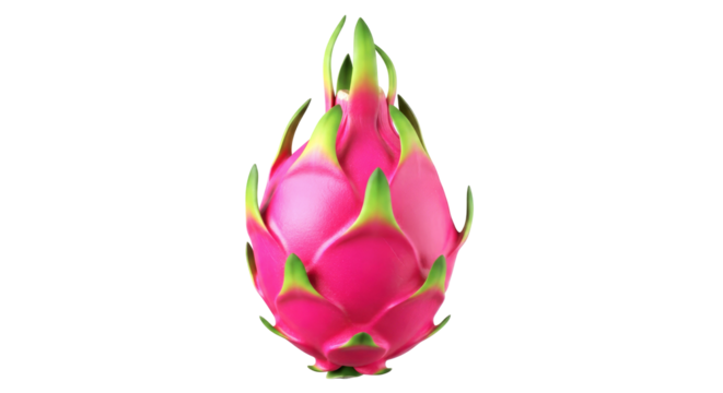 vibrant 3d dragon fruit model exotic pink hues, detailed texture, perfect for digital art and culinary projects, isolated on transparent background