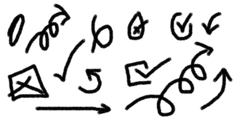 Abstract shapes and lines black and white graphic on a transparent background image