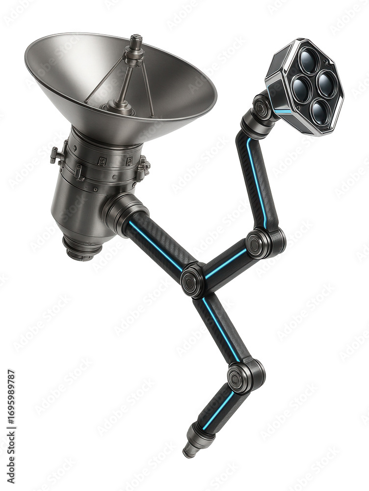 Wall mural interplanetary probe with multi-segmented arm and sensor array at the tip