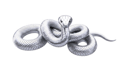 silver metallic cobra a 3d model of elegant power and mysterious allure, isolated on transparent background
