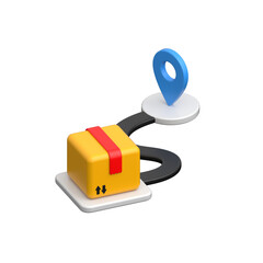 A vibrant 3D illustration showcasing the concept of package tracking.