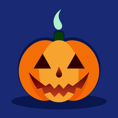Animated Glowing Halloween Pumpkin Face with Flickering Candle Light Inside Loop Motion Graphic Spooky Vector Flat Style