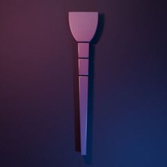 Purple Makeup brush icon isolated on purple-blue background. Minimalism concept. 3D render illustration