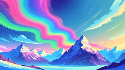 Dreamlike Aurora Borealis over Majestic Mountains