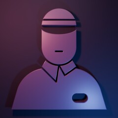 Purple Seller icon isolated on purple-blue background. Minimalism concept. 3D render illustration