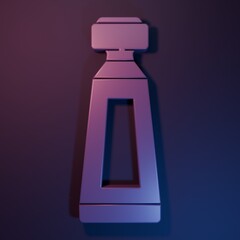 Purple Cream or lotion cosmetic tube icon isolated on purple-blue background. Body care products for men. Minimalism concept. 3D render illustration