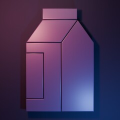 Purple Bag of coffee beans icon isolated on purple-blue background. Minimalism concept. 3D render illustration