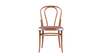 elegant 3d model vintage wooden chair with brown leather seat and silver accents, classic design, isolated on transparent background