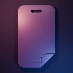 Purple Glass screen protector for smartphone icon isolated on purple-blue background. Protective film for glass. Transparent soft glass for mobile phone. Minimalism concept. 3D render illustration