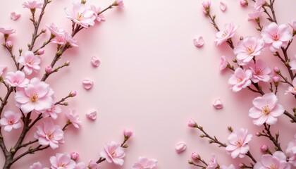 Blooming beauty, cherry blossoms in vibrant pink a stunning floral display pink