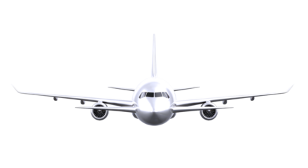 sleek passenger jet 3d model ready for animation, game design, and cgi projects, isolated on transparent background