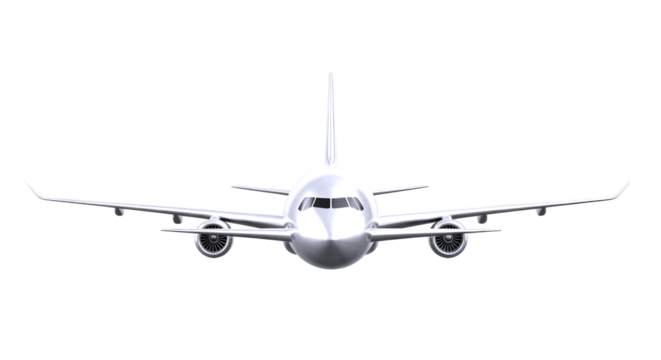 sleek passenger jet 3d model ready for animation, game design, and cgi projects, isolated on transparent background