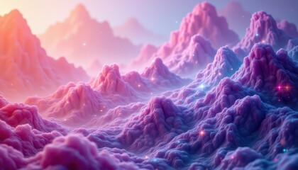 Obraz premium Vibrant abstract landscape, a journey through colorful mountains and starry nights