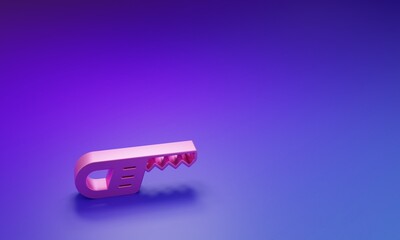 Pink Reciprocating saw and saw blade icon isolated on purple-blue background. Minimalism concept. 3D render illustration