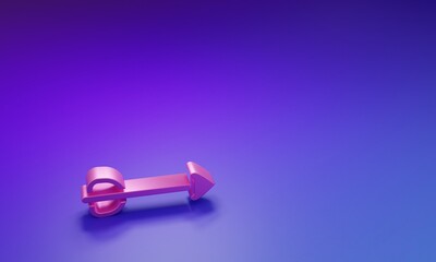 Naklejka premium Pink Arrow icon isolated on purple-blue background. Minimalism concept. 3D render illustration