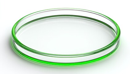 Circular glass petri dish, lime green rim