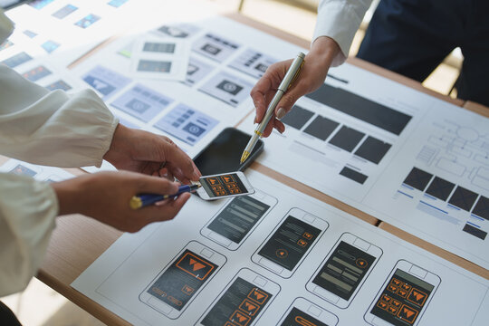 Web designers optimizing mobile application user interface