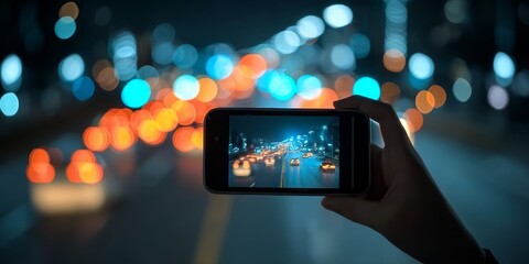 Stunning Night Photography Featuring Bokeh Effects and Smart Technology in Urban Traffic Scenes