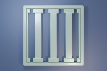 Grey Prison window icon isolated on purple-blue background. Minimalism concept. 3D render illustration