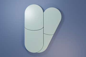 Grey Dog and pills icon isolated on purple-blue background. Prescription medicine for animal. Minimalism concept. 3D render illustration