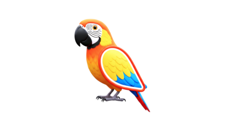 vibrant sun conure 3d model tropical bird, cartoon parrot, animated movie asset, isolated on transparent background