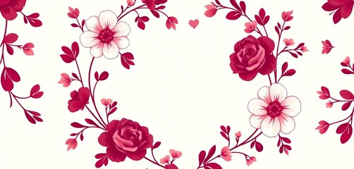 Elegant burgundy floral heart design for Mother's Day Vector illustration, art, beautiful