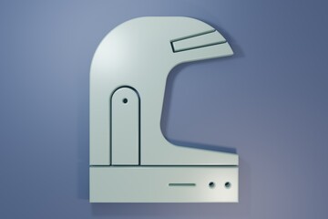 Grey Astronaut helmet icon isolated on purple-blue background. Minimalism concept. 3D render illustration
