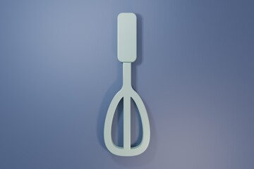 Grey Kitchen whisk icon isolated on purple-blue background. Cooking utensil, egg beater. Cutlery sign. Food mix symbol. Minimalism concept. 3D render illustration