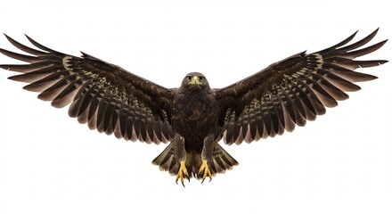 Obraz premium 力強く羽ばたく鷲 白い背景 鮮明な描写. AI Generated