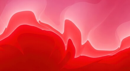 Abstract flowing waves of vibrant red and soft pink hues create a dynamic visual experience