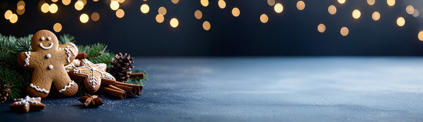 Festive Christmas Cookies Wide Winter Holiday Banner