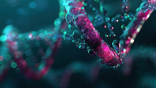 DNA structure, vibrant colors, abstract