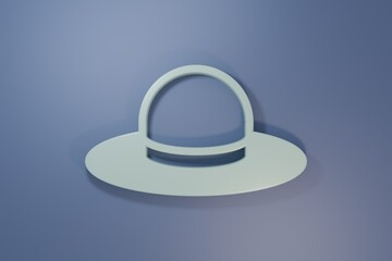 Grey Man hat with ribbon icon isolated on purple-blue background. Minimalism concept. 3D render illustration