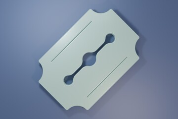 Grey Blade razor icon isolated on purple-blue background. Minimalism concept. 3D render illustration