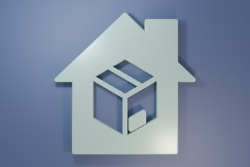Grey Home delivery services icon isolated on purple-blue background. Minimalism concept. 3D render illustration