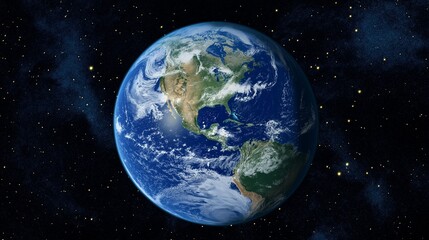 Fototapeta premium View of Earth from space with vibrant colors and stars in the background