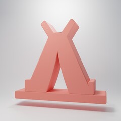 Pink Traditional indian teepee or wigwam icon isolated on pink background. Indian tent. Minimalism concept. 3D render illustration © Vadim