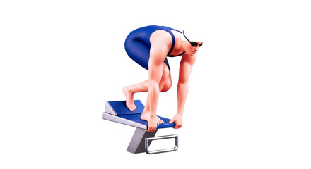 Fototapeta premium 3d model swimmer poised for a dive, athletic power and focus, isolated on transparent background