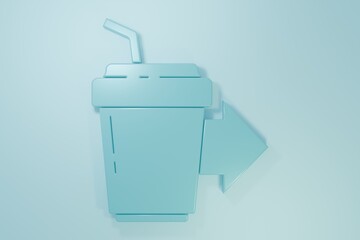 Blue Coffee cup to go icon isolated on blue background. Minimalism concept. 3D render illustration